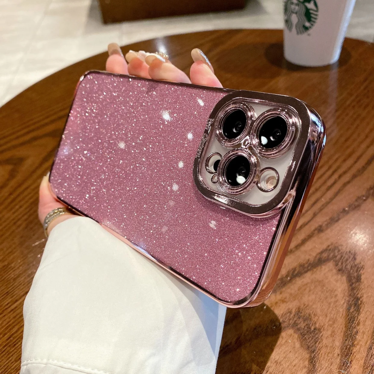 Capa Quadrada De Silicone Eletroplaqueada Com Glitter (para Iphone 13 Mini Rosa), Capa Protetora Macia Com Glitter.