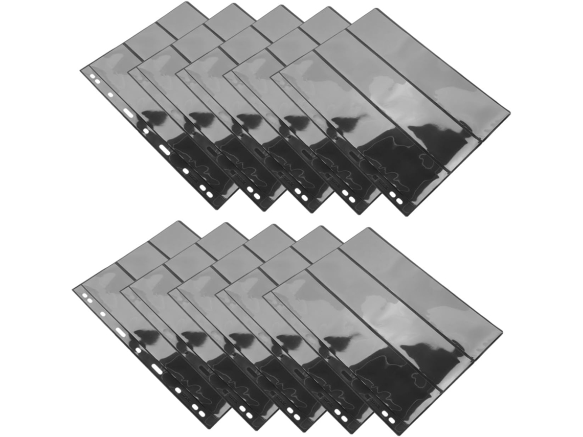 Sosoport Pages Álbum De Timbres Noires Pet 10pcs 3 Compartiments Double Face Para Rangement Et Exposition