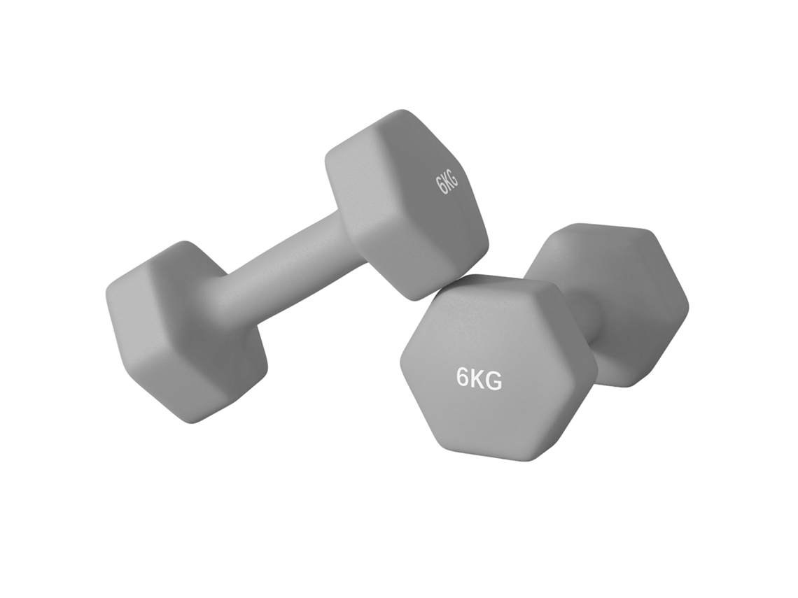 Conjunto De Halteres 2 X 3kg, Cor Cinza, Com Antiderrapante