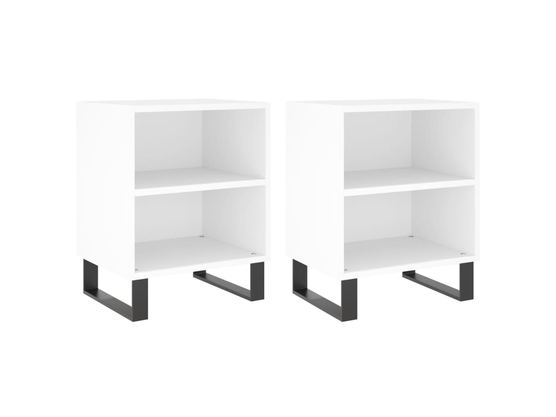 Mesas de Cabeceira Conjunto de 2 Derivados de Madeira Branco MAISON EXCLUSIVE (40x30x50 cm)