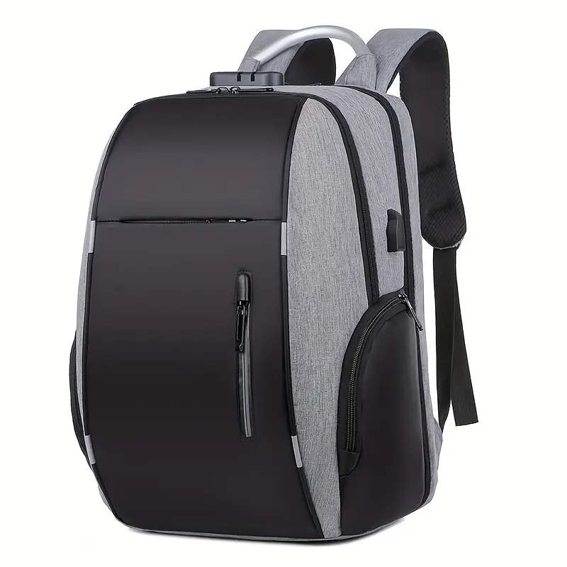 Mochila Oxford Impermeável Com Cadeado De Combinação, Grande Capacidade, Alças De Ombro Ajustáveis, Cinza Claro,eifson