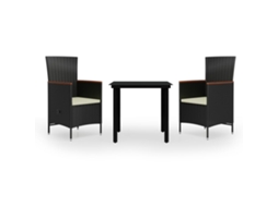 Garden Dining Set, Garden Dining Sets Vidaxl Preto Rattan / Vime (80 Cm Table Length)