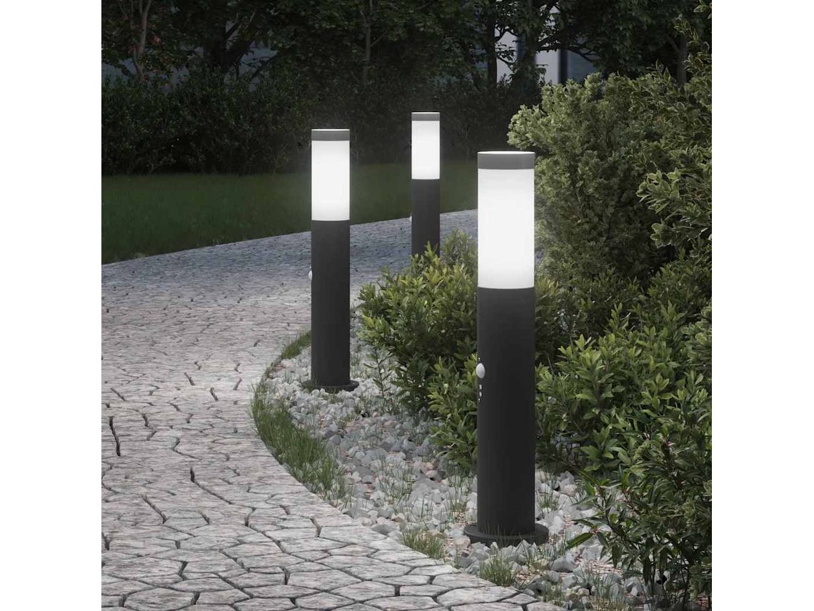 Vidaxl Luminárias De Balizamento Com Sensor, 3 Peças, 50 Cm, Aço Inoxidável, Ip44