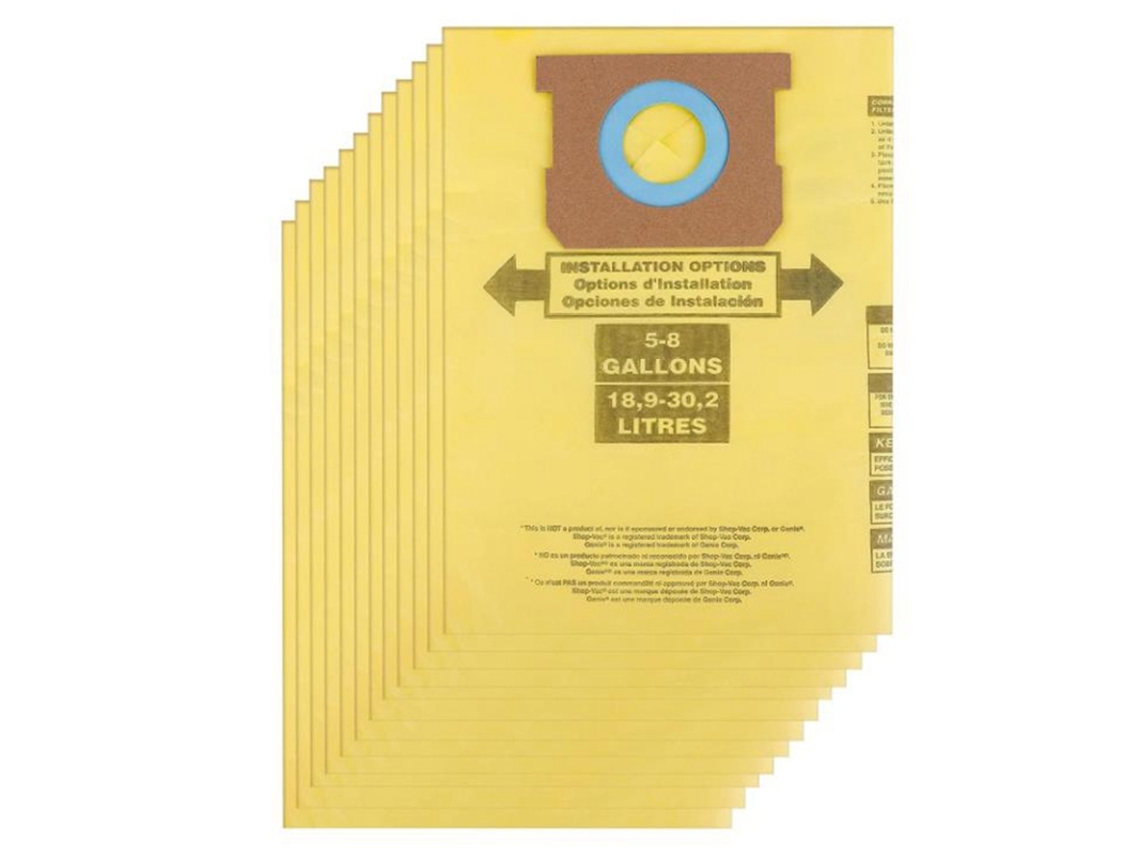 12 pacotes de sacos de vácuo de substituição 9067100, compatíveis com shop vac de 5 a 8 galões, parte 90671 tipo h