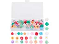 Tachinhas decorativas em resina Didiseaon, com desenho de rosas e margaridas, pacote com 50 unidades para decoração de ambientes.