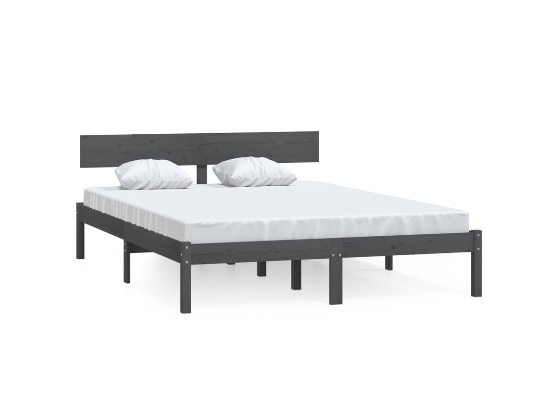 Estrutura de Cama King em Pinho Maciço Cinzento MAISON EXCLUSIVE (150x200 cm)
