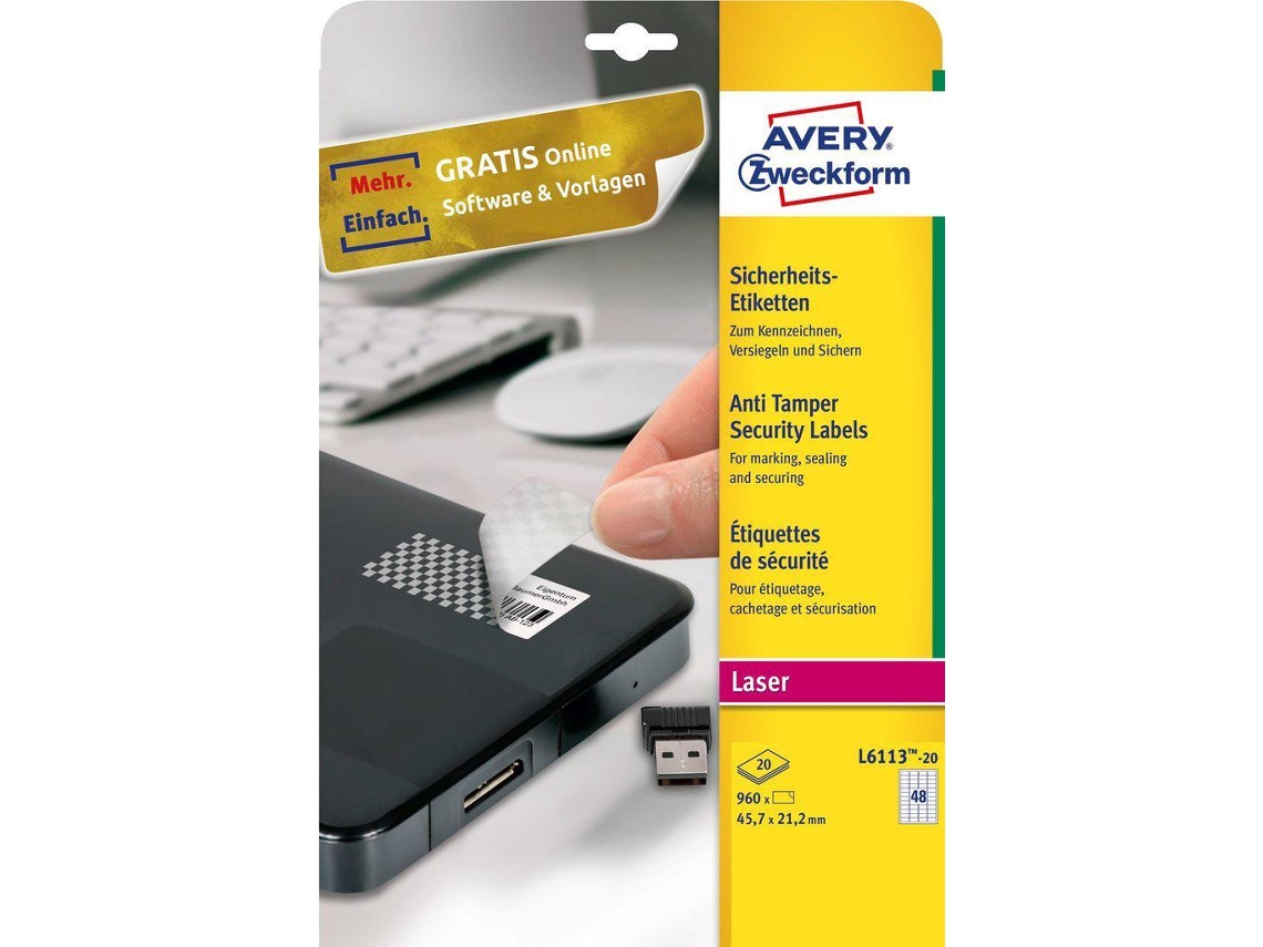 Etiquetas Avery Anti Tamper L6113 48X
