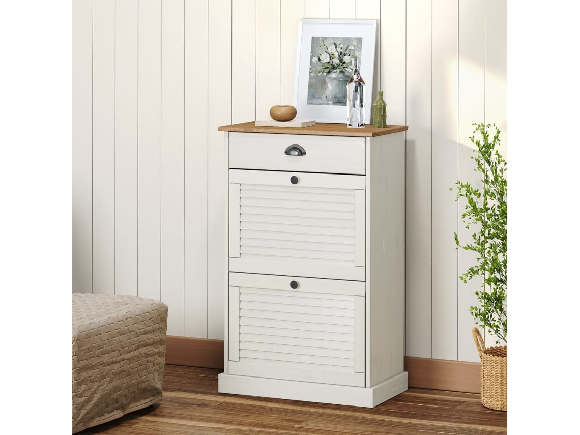 Vidaxl Sapateira Vigo 60x35x96 Cm Madeira De Pinho Maciça Branco