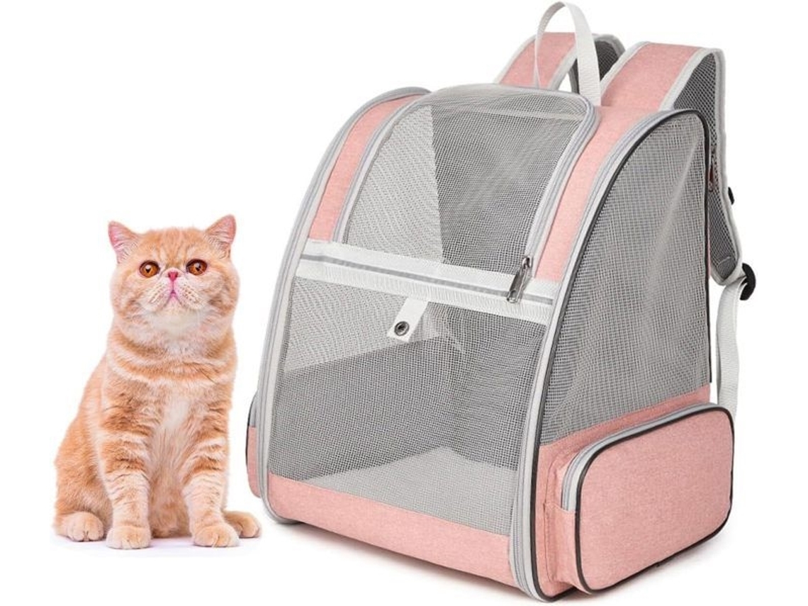 Mochila de Transporte para Cães e Gatos AQUAFORGE respirável, dobrável rosa