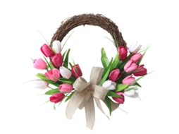 Decoração de trança de flores Tulipa azul em lã com LAXISCREED, diâmetro máximo 40cm
