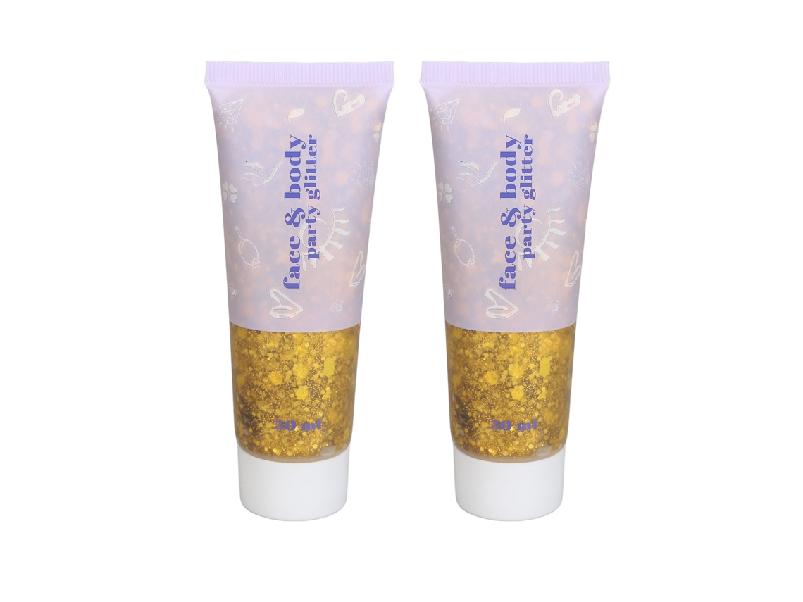 50ml 2pcs Gel De Lantejoulas Dourado Para Rosto, Corpo Maquiagem De Festa