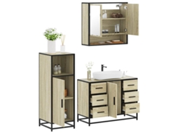 Vidaxl 3 Pcs Conj. Móveis Casa Banho Derivados Madeira Carvalho Sonoma