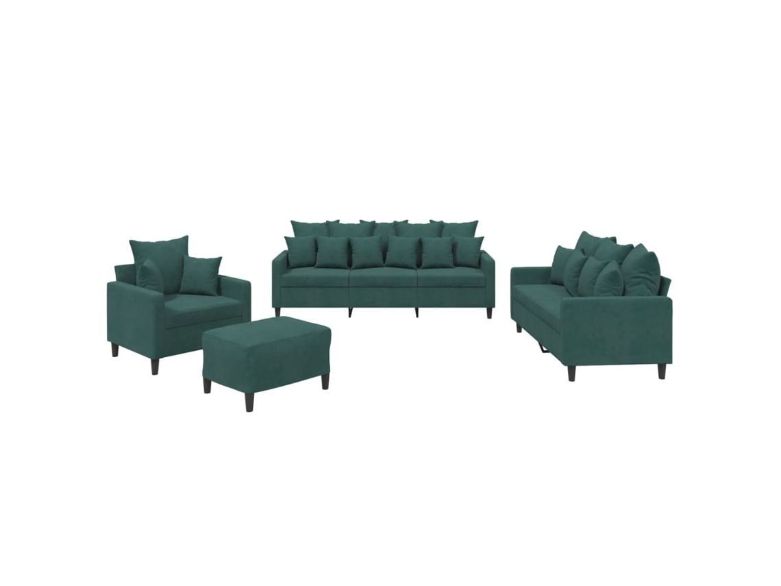 Sofa Set, Sofa Sets Vidaxl Verde Veludo (n/a)