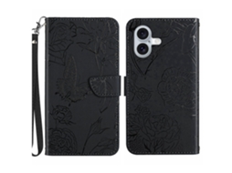 Capa Em Couro Pu, À Prova De Choque Para Apple Iphone 16 Plus - Preto