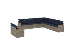 Conjunto de Sofá de Jardim, 11 Peças, Almofadas, Rattan Cinza MAISON EXCLUSIVE
