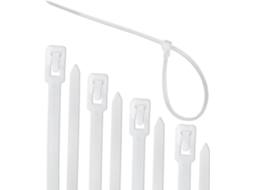 Pacote Com 100 Abraçadeiras De Nylon Brancas Reutilizáveis, 200 Mm X 4, 8 Mm(polegadas), Fáceis De Soltar, Removíveis E Com Trava Automática