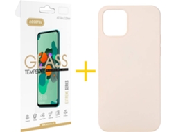 Kit Capa e Película Vidro 1X  iPhone 11 Pro Accetel Silicone Rosa