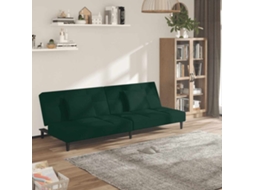 Vidaxl Sofá-cama 2 Lugares Com Duas Almofadas Veludo Verde-escuro