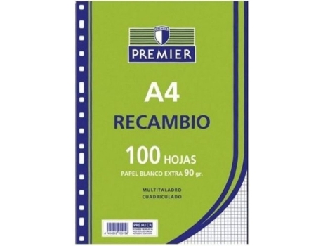 Livro Recambio A4 100h 4 Taladros 90g Cuadricula 46 C/m Premier De Desconocido (espanhol)