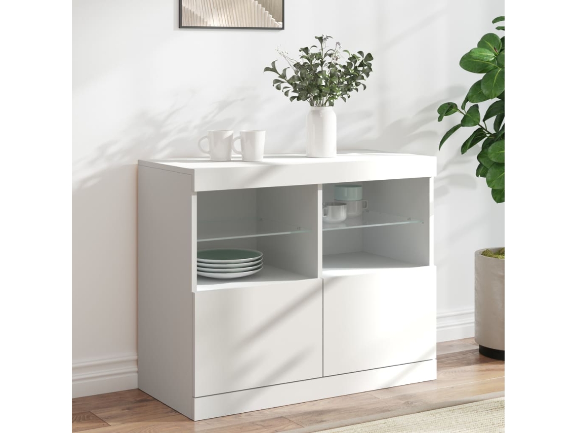 Vidaxl Aparador Com Luzes Led 81x37x67 Cm Branco