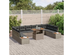 Vidaxl Conjunto De Sofá De Jardim 11 Unid. Cinzeto Rattan Sintético