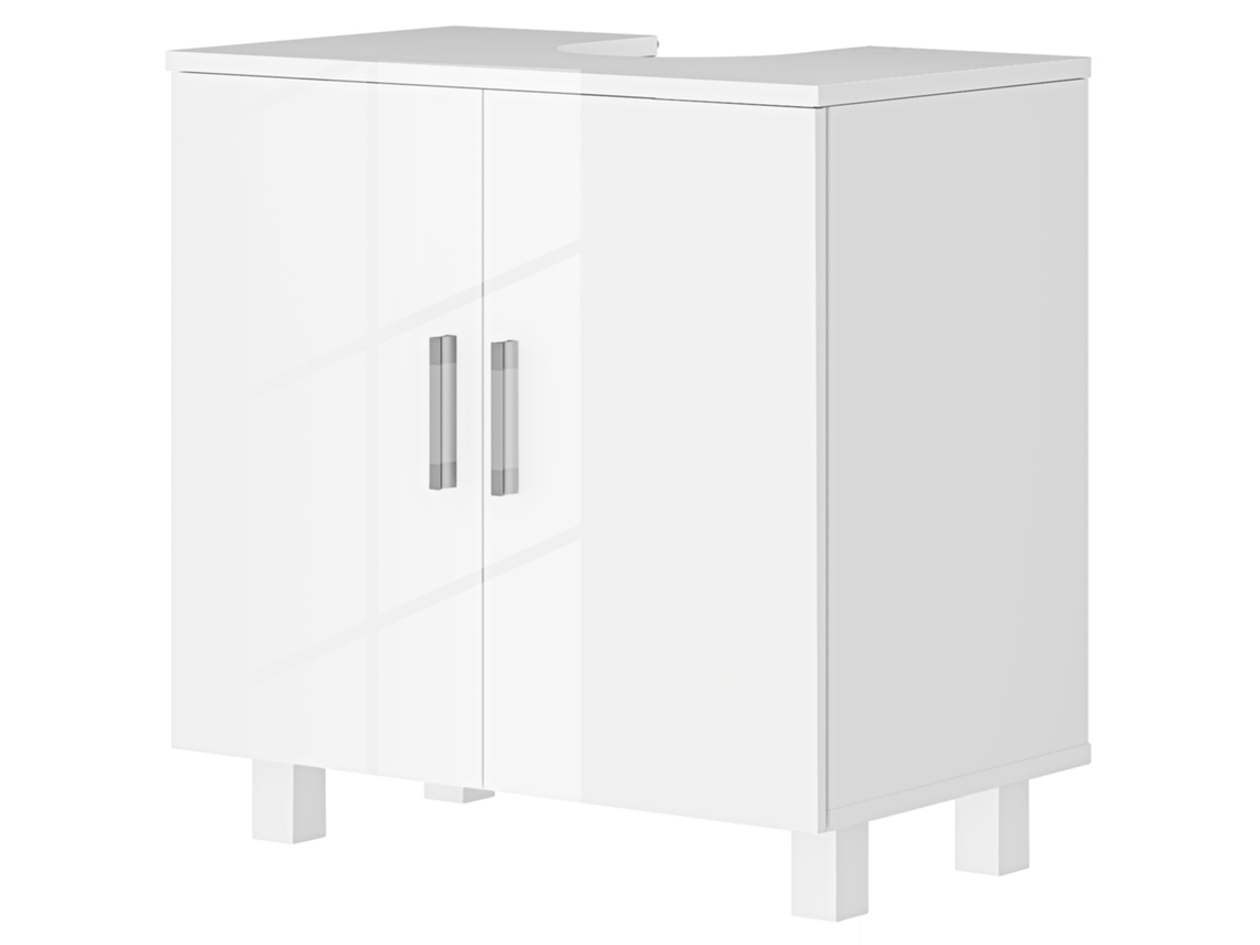 Móvel Para Lavatório Pousar Com 2 Portas De Mdf 2 Prateleiras E Sistema Anti-tombo Para Casa De Banho 60x35x60 Cm Branco