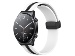 Bracelete de Smartwatch para Xiaomi MI Watch S1 22mm de silicone com fecho magnético dobrável (branco + preto)