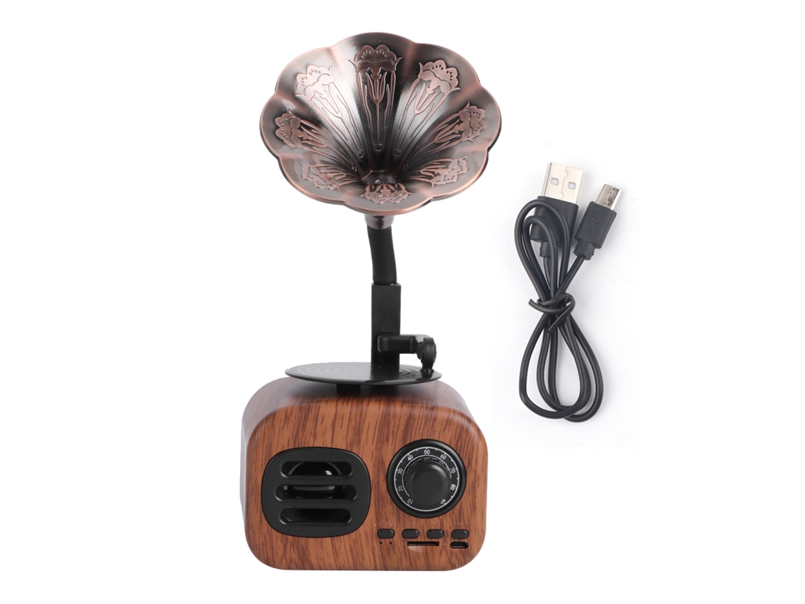 Caixa de Som Mali Bluetooth Retro Criativa com Cartão, Reprodutor de Música para Pc, Celular e Tablet