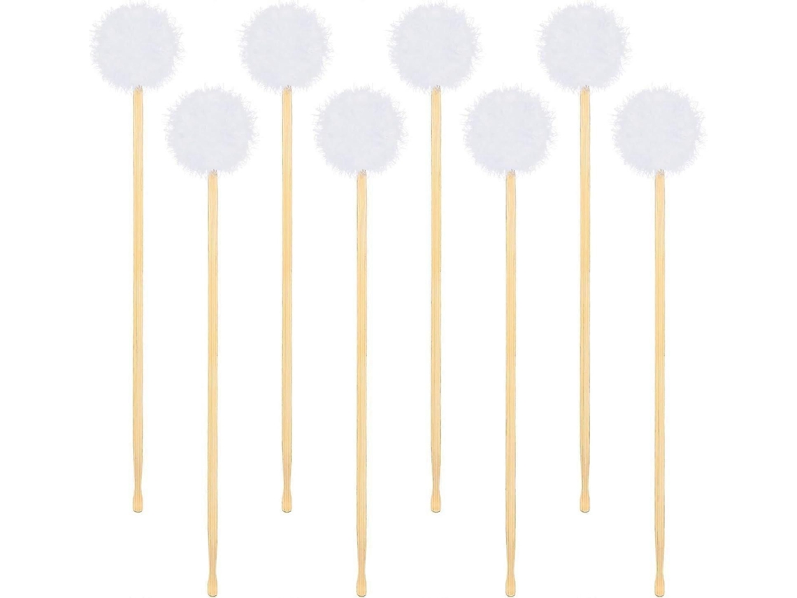 8 Pçs Palitos De Ouvido De Bambu Com Pena De Ganso