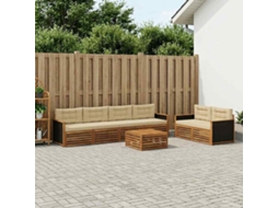 Vidaxl Conjunto De Sofás Para Exterior 7 Unid. Natural E Bege