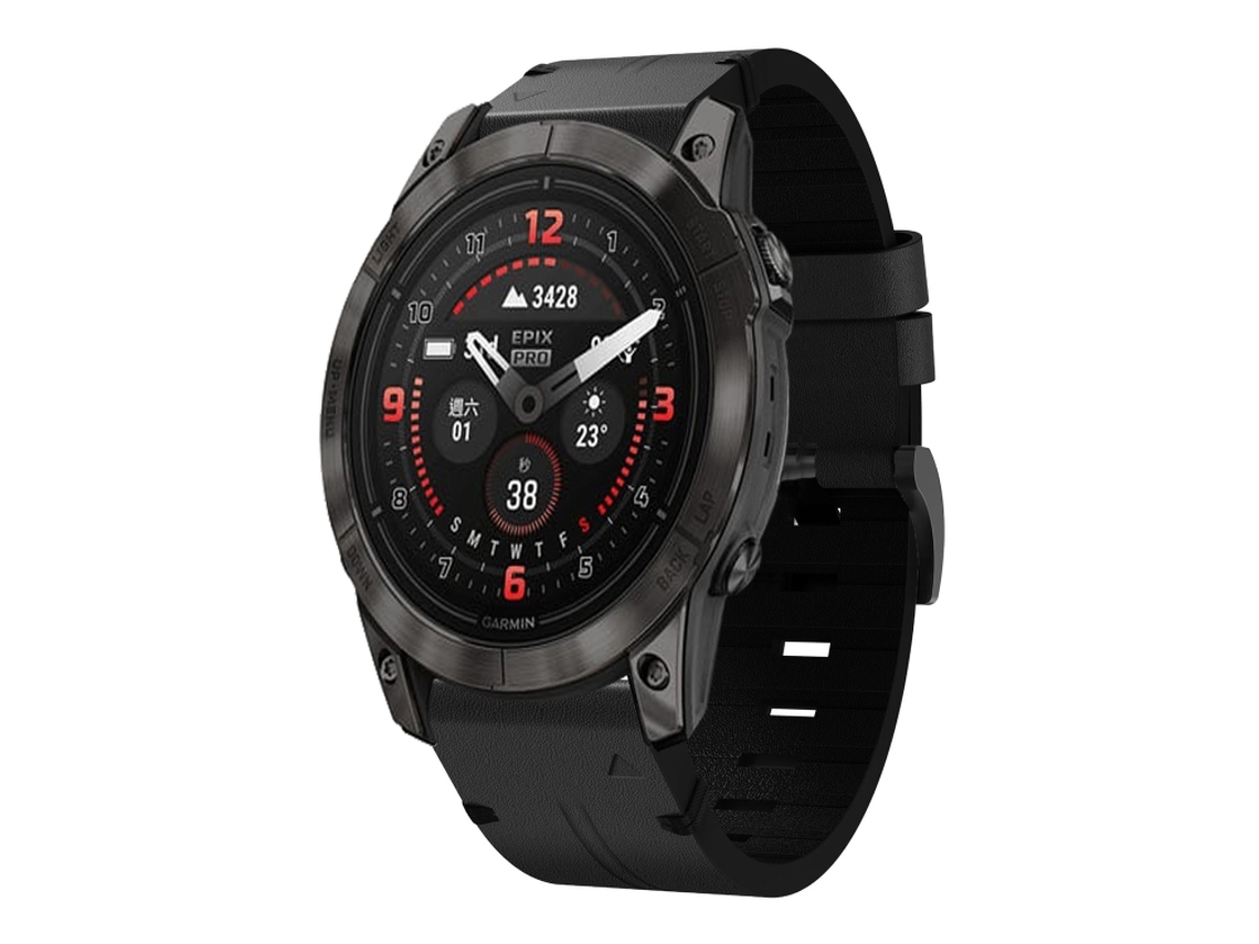 Bracelete Para Garmin Epix Pro (42mm) - Couro - Fivela De Aço (20mm) Preto