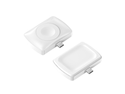 JJT-997 Interface tipo C fone de ouvido e relógio carregador sem fio dupla face para AirPods e iWatch (branco)