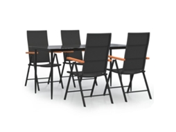 Maison Exclusive - 5 Pcs Conjunto De Jantar P/ Jardim Vime Pe Preto E Castanho