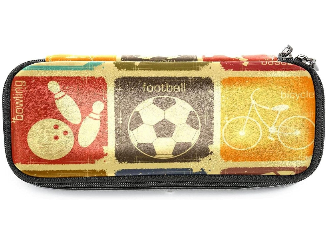 Estojo esportivo retrô de grande capacidade, ideal para lápis, marcadores, organização, itens de maquiagem e mochila.