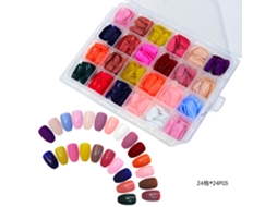 Pacote com 24 Unhas Cores Mate Unhas Falsas Estilo Quadrado Curto NEVEANCE