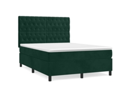 Cama com Molas/colchão 140x190 Cm Veludo Verde escuro MAISON EXCLUSIVE