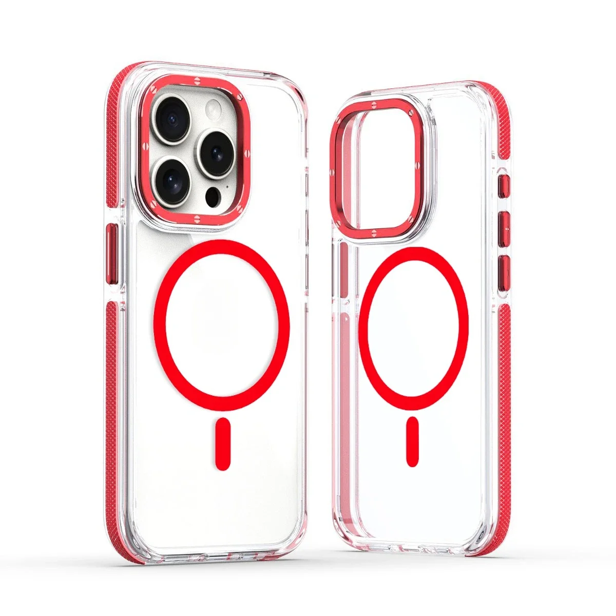 (iphone 13 Pro Max, Vermelho) Capa Protetora Magnética Transparente Para Iphone, Compatível Com Carregamento Sem Fio Magsafe.