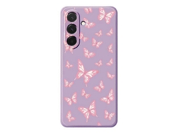 Capa Traseira De Tpu Com Estampa De Borboletas Rosa E Bordas Retas Para Samsung Galaxy A36 5g, Roxa