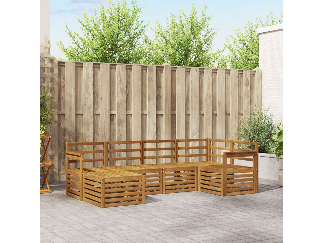 Vidaxl Conjunto De Sofás Para Exterior 6 Unid. Natural Poliéster