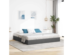 Vidaxl Estrutura De Cama Ottoman Cinza Escuro 200 X 200 Cm Tecido