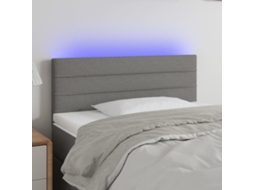 Cabecero con luces LED, tela, 100x5x78/88cm, gris oscuro