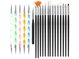 Conjunto de 20 ferramentas para pontilhar unhas decoradas.