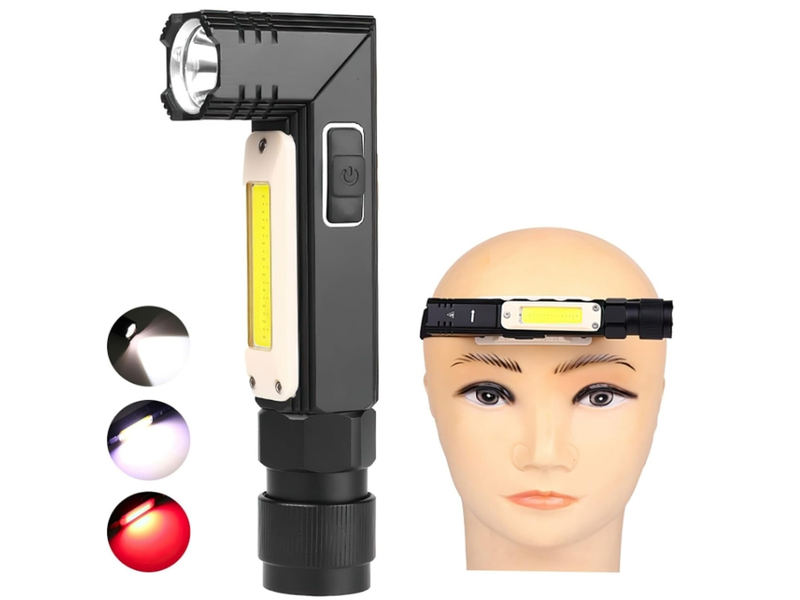 Tochas Led Super Brilhantes Bisbisous W-Gzd05 W-Gzd06 Lanterna de Mão Recarregável com 5 Modos Luz Trabalho Dobrável 90 Magnético Preto VIGA EUROPE