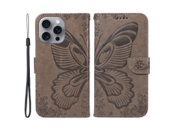Capa Em Couro Pu, À Prova De Choque Para Apple Iphone 16 Pro Max - Cinzento