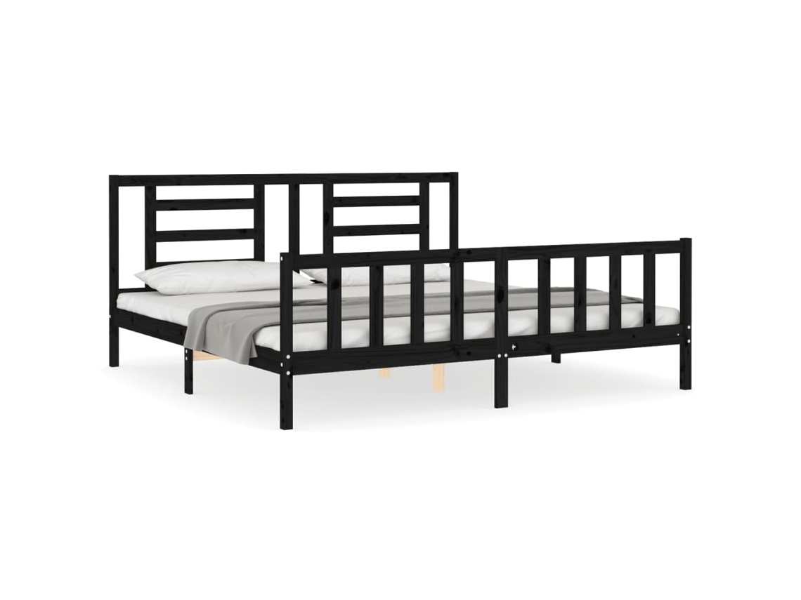 Bed Frame, Bed Frames Vidaxl Preto Madeira De Pinho (200 X 200 Cm)