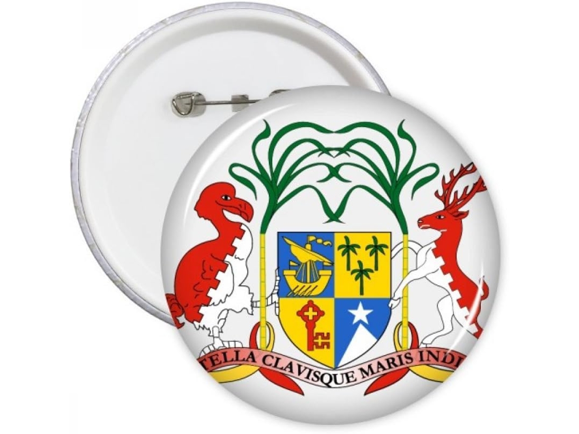 Diythinker Maurício África Broches Emblema Nacional Redondo Botão Decoração de Roupa 5 Peças Presentes Multico