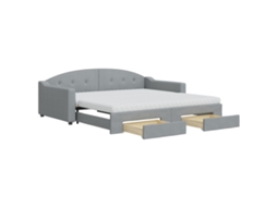 Daybed With Trundle, Daybeds With Trundles Vidaxl Cinzeto Tecido (100 X 200 Cm)