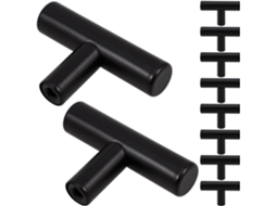 Ounona 10 Peças Puxadores De Armário Preto Fosco, Formato Moderno, Furo Único, Em Aço Inoxidável, Para Gavetas De