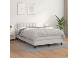 Cama Com Molas/colchão 120x200 Cm Couro Artificial Branco