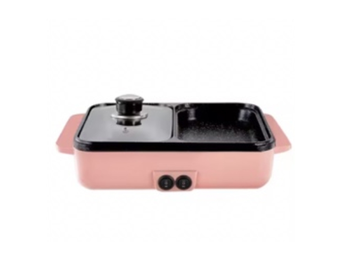 Laxiscreed Combo De Mini Panela Quente E Grelhador Xinlilai Rosa 110v Para Uso Doméstico
